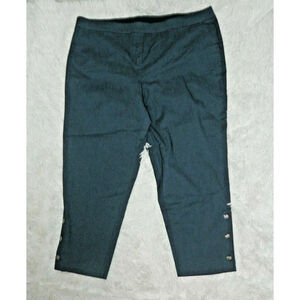 Briggs Capri Pants Plus Size 22W Blue Chambray Comfort Waist Buttons Leg